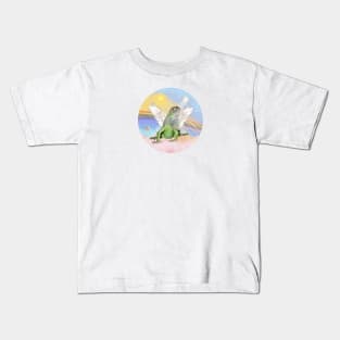 A Beloeved Pet Iguana Floats in Heavens Clouds Kids T-Shirt